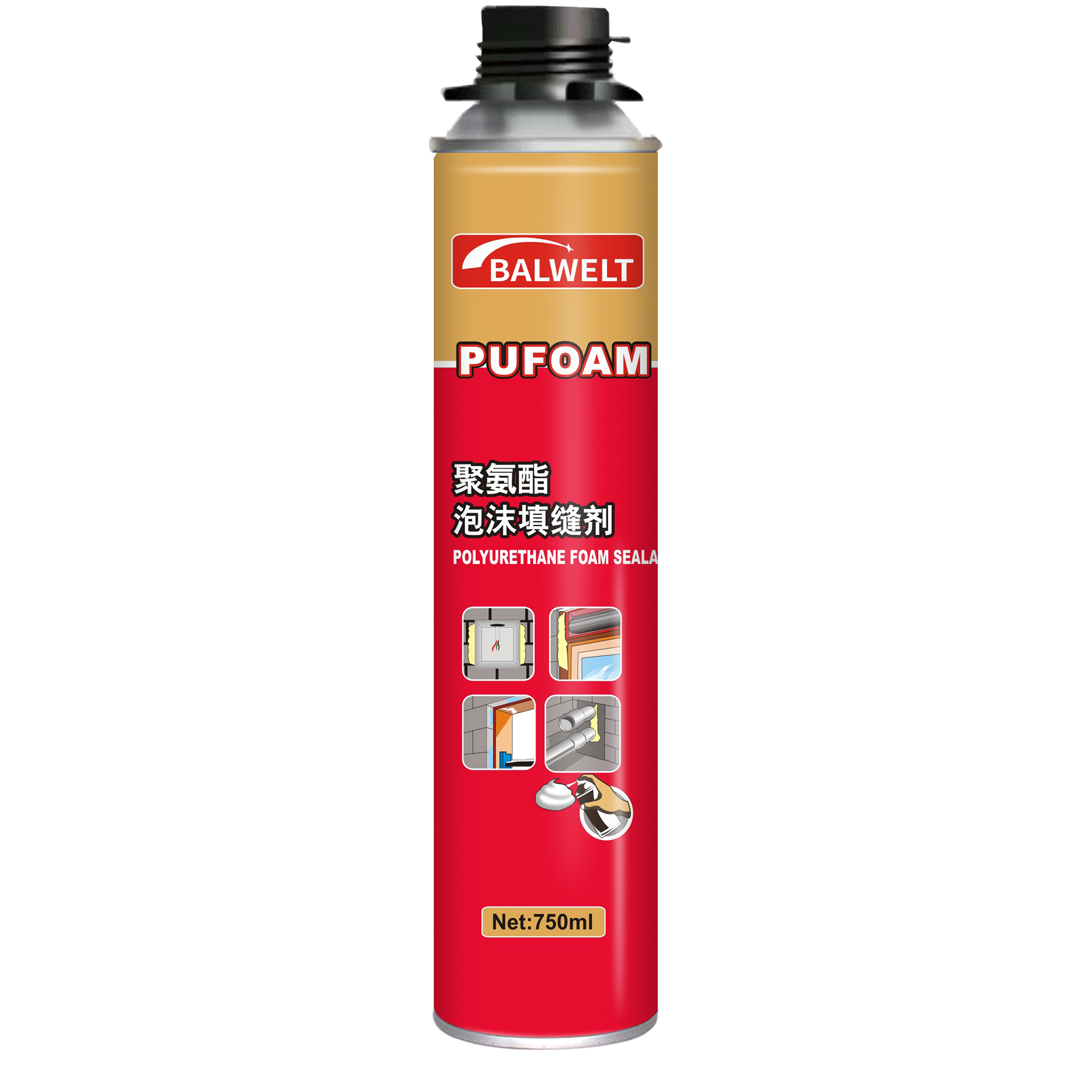 KS-F001 750ml 聚氨酯泡沫填缝剂(发泡胶)