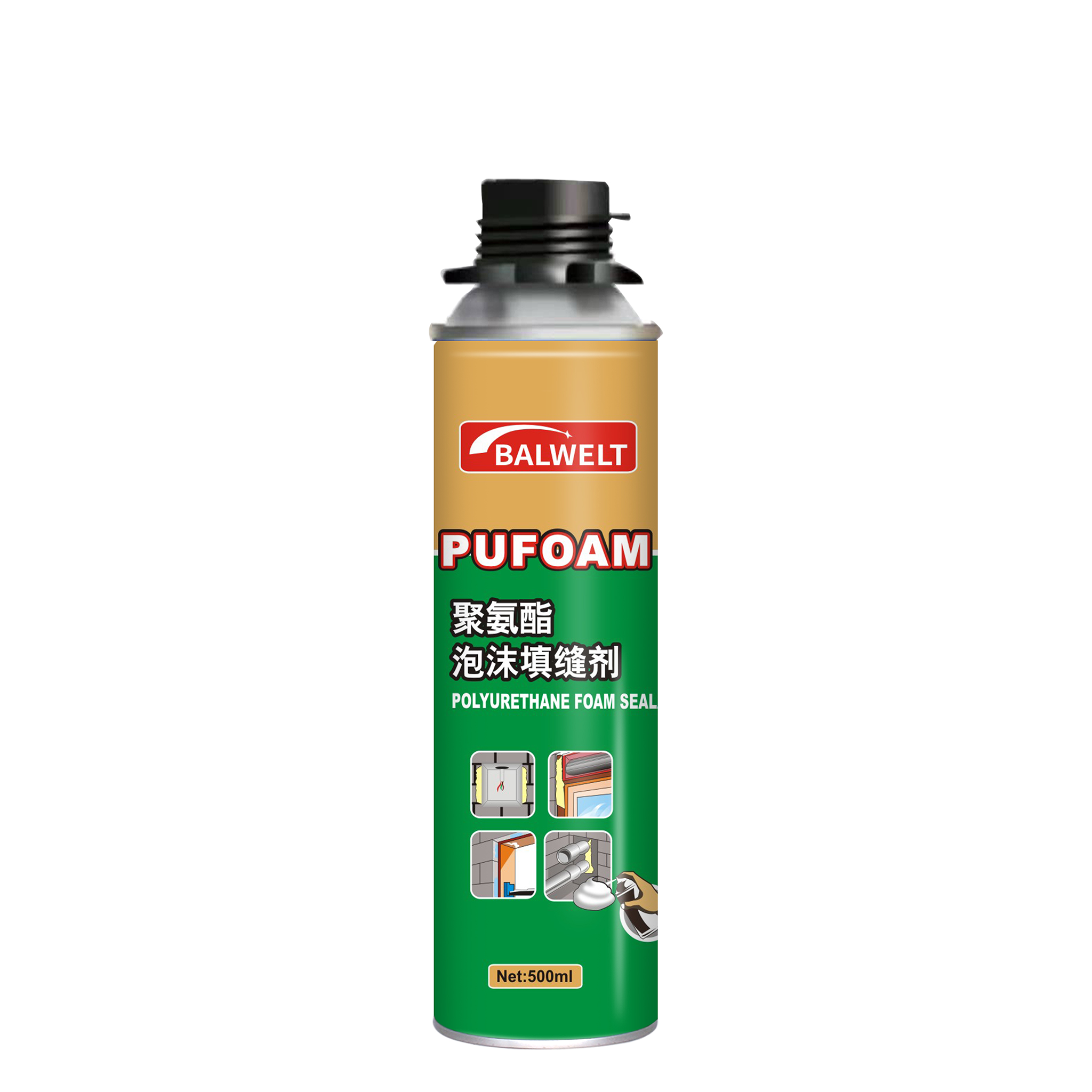 KS-F002 500ml 聚氨酯泡沫填缝剂(发泡胶)
